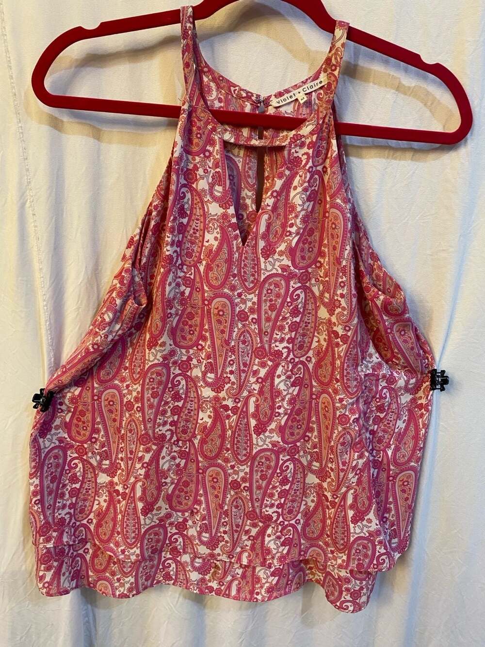 violet + claire Pink Paisley Halter Neck Sleeveless Blouse